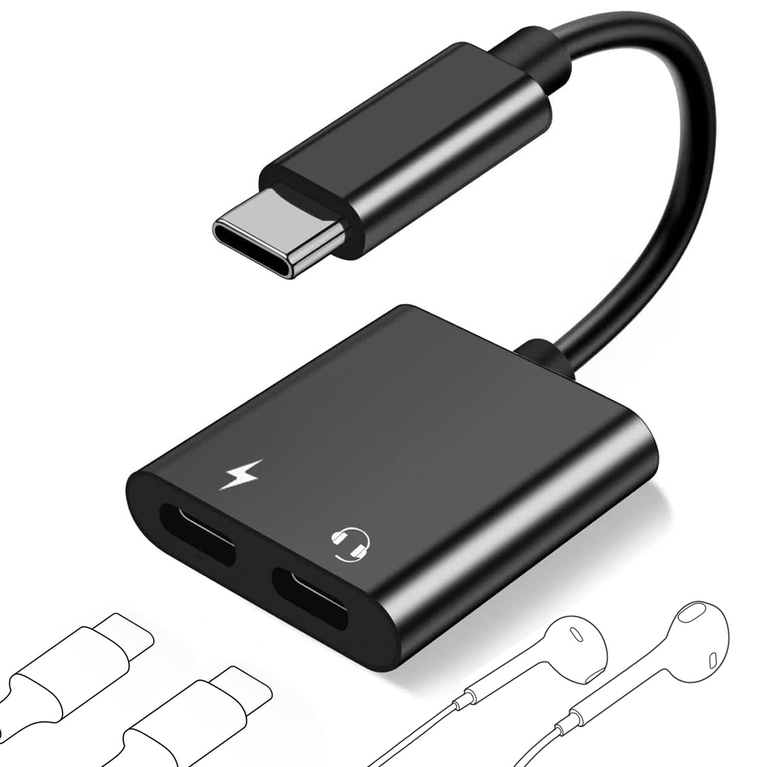 Amazon.com: USB C Splitter for iPhone 15, Dual USB C Audio and